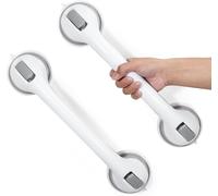 Reyiu 16 Inch Shower Handle Grab Bars, Heavy Duty Suction Cup, Bathroom Safety Bar for Elderly (2 Pack, Gray)