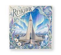 Reykjavik Ceramic Fridge Magnet, Iceland Square Travel Souvenir Magnet, Nordic Northern Lights Landmark Tourist Gift for Fridge Kitchen Home Decor, 2.8 x 2.8 Inch