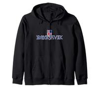 Reykjavik Iceland Souvenir Medieval Typography Iceland Flag Zip Hoodie