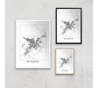 Reykjavik Light City Map Giclee Art Print - A2 - White Frame