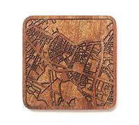 Reykjavik Map Coaster by O3 Design Studio, One piece, Sapele Wooden Coaster with City map, Multiple City Optional, Handmade