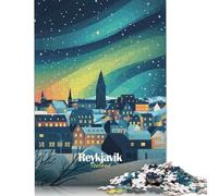 Reykjavik Northern Lights Jigsaw Puzzles 500 Piece for Teenagers Wooden Creative Puzzle Toy Family Game Difficulty Challenge Puzzles 500pcs (52x38cm)
