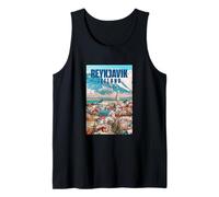 Reykjavík Skyline Mountain and Glacier Iceland Travel Tank Top