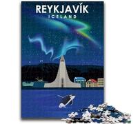 Reykjavik Travel Poster Jigsaw Puzzles for Teenagers, for Age 14+ Game Wall Decoration Unique Gifts for Birthday And Christmas 1000pcs (50x75cm)