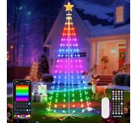 REYLAX 7FT/2.1M Outdoor Christmas Cone Tree with 295 LEDs, RGB Color Changing Pre-lit Smart Christmas Tree Lights, DIY Lightshow, Music Sync, Outdoor Decoration Lights, App & Remote Control