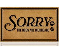 ReyloCG Sorry, The Dogs are Dickheads Faux Coir Felt Cute Holiday Indoor Doormats for Front Door with Rubber Backing, 23.6" x 15.7" Size Welcome Rugs Front Door Outdoor Welcome Mats for Front Door