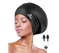 Reymand Swimming Cap Women for Long Thick Hair, 3 Size Silicone Swimming Hat for Dreadlocks, Braids, Weaves, Extensions, Curls & Afros, Adult Waterproof Swim Cap Bathing Caps for Women Men(Black-XL)