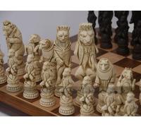 Reynard the Fox Ornamental Chess Set by Berkeley Chess (cream and brown, board not included)