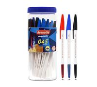 Reynolds 045 CARBURE 25 CT JAR, 16 BLUE, 6 BLACK & 3 RED | Ball Point Pen Set With Comfortable Grip | Pens For Writing | School and Office Stationery | Pens For Students | 0.7mm Tip Size