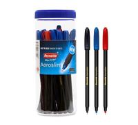 Reynolds AEROSLIM BP 25 CT JAR - 15 BLUE, 5 BLACK & 5 RED | Ball Point Pen Set With Comfortable Grip | Pens For Writing | School and Office Stationery | Pens For Students | 0.7mm Tip Size