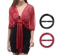 REYOK 2PCS Burgundy Black Women's Sparkling Shawl and Wraps,glitter shine Sequin Tassel Scarfs for Women,Wraps and Shawls with Gold Buckle for Evening Party Dresses Wedding Party