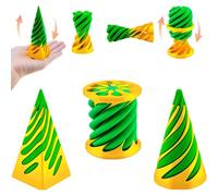 REYOK 3PCS Green Impossible Cone Pyramid,Spiral Cone Fidget Toy,3D Printed Tidget Toy,Cone Fidget Toy,Pyramid Passthrough Sculpture,Impossible Pyramid,Mini Stress Relief Desktop Decorations Toy