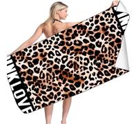 REYOK Leopard Print Microfiber Beach Towel 75x150cm Soft Leopard Pattern Brown Quick Dry Lightweight Large Bath Towel for Men Women Boys Girls Travel Pool Swimming Sports Shower Sand Free Towel