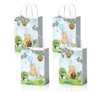 Reyoust 24 PCS Classic Pooh Bear Party Bags for Baby Shower Treat Bags Paper Goody Candy Bags for Boy Birthday Party Supplies and Decor