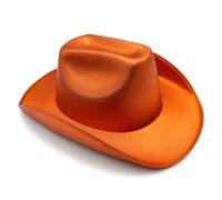 Reyox 1 PC Adults Metallic Space Cowboy Hat, Cowgirl Hat for Fancy Dress Party Orange