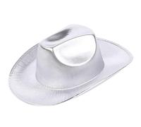 Reyox 1 PC Adults Metallic Space Cowboy Hat, Cowgirl Hat for Fancy Dress Party Silver