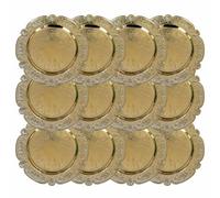 Reyox Antique Charger Plates with Embossed Rim, Plastic Chargers for Dinner Plates, Table Chargers for Wedding, Party, Event Decoration Gold Set of 12 13"