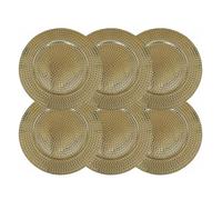 Reyox Hammered Round Charger Plates, Plastic Chargers for Dinner Plates, Table Chargers for Wedding, Party, Event Decoration Gold Set of 6 13"