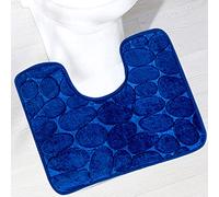 Reyox U-Shaped Bath Mat, Non Slip Soft Absorbent Bathroom Rugs, Quick Dry Bath Rugs, Polyester Contour Toilet Mat Royal Blue 16" x 20"