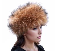 Reyox Women Faux Fur Hat, Winter Cossak Russian Hat Furry Beanie Brown Black