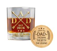 Reyrijf Best Dad of the Year Whiskey Glass for New Daddy Papa Husband Men, Fathers Day Dad Whiskey Glasses Mug Gifts from Daughter Wife, Father Day Christmas Birthday Glasses Mug Gifts for Men