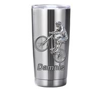 Reyrijf Personalized Bicycle Cycling Biker Pattern Cup with Name, Custom Stainless Steel Bike Cycling Tumbler Mug for Men Women, Coffee Travel Mug for Biking Rider Cyclist