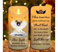 Reyrijf Personalized Dog LED Candle, Custom Photo Dog Memorial Candle Light, White Plastic, Vintage Style, Battery Operated, 17.5cm H x 8.5cm W x 7.5cm D
