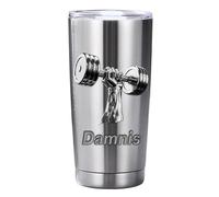 Reyrijf Personalized Dumbbell Pattern Cup with Name, Custom Stainless Steel Dumbbell Tumbler Mug for Men Women, Coffee Travel Mug for Bodybuilder, Workout Buddy Fitness Gift