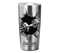 Reyrijf Personalized Dumbbell Pattern Cup with Name, Custom Stainless Steel Dumbbell Tumbler Mug for Men Women, Coffee Travel Mug for Bodybuilder, Workout Buddy Fitness Gift