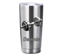 Reyrijf Personalized Dumbbell Pattern Cup with Name, Custom Stainless Steel Dumbbell Tumbler Mug for Men Women, Coffee Travel Mug for Bodybuilder, Workout Buddy Fitness Gift