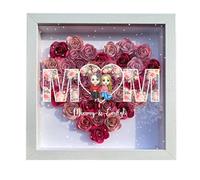 Reyrijf Personalized MOM Heart Flower Shadow Box Frame for Mothers day, Custom Mothers day MAMA MOM Rose Flower Shadow Box with Name, Birthday Gifts For Mom, Grandma, MAMA,NANA