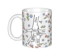 Reyrijf You Hold Our Hands Also Our Hearts Mug, Personalized Mother Day Mom Nana Grandma Mug Gift, Custom Holding Grandma‘s Hand 3D Flower Printed Mug