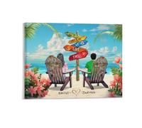 Reyrijf You & Me We Got This Summer Beach Canvas Print, Couple Sitting Beach View, Custom Text, Wall Art, Bedroom & Living Room