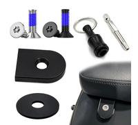 reyrumbo 1/4"-20 Aluminum Seat Security Bolt Kit, Black & Silver Screws, Seat Tab Cover, Rubber Washer & Security Key, Compatible with Harley-Davidson Touring, Street Glide, Road Glide, Softail 8910B
