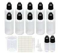 Reyshin 10 Pack 50ml Plastic Dropper Bottle, Plastic Empty Squeezable Dropper Bottles Eye Dropper Dispenser Paint Dropper Bottles with Funnel Measuring Cup Label Transfer Pipette, White