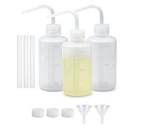 Reyshin 3Pcs Wash Bottle 250ml, Plastic Tattoo Wash Bottle Narrow Mouth LDPE Squeeze Bottle with Scale Funnel No Spill Plant Watering Bottle for Gardening Lab Tattoo Supplies (250ml, White)