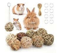 Reyshin 8 Pcs Rabbit Toys, Rabbit Treats Guinea Pig toys Small Pets Chew Balls Grass Balls Natural Toys for Rabbits Chinchilla Bunnies Gerbils and Hamster (H01)