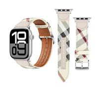 REYUIK Leather Band Compatible with Apple Watch iWatch 41mm 40mm 38mm Women Men, Upgrade Dual-Texture Plaid Designer Strap for iWatch Ultra/Ultra 2 Series 10 9 8 7 6 5 4 3 2 1 SE SE2