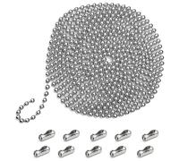 Reyuvidep 3 Meter Roller Blind Chain, 4.5mm Blind Beads Chain with 10 Pcs Blind Cord Connector, Universal Beaded Cord for Roller Shades and Window Blinds