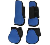 REYXVQS 4pcs Horse Leg Guard, PU Neoprene Horse Support Boots, Shock Absorbent Tendon Boots for Front and Hind Legs, Easy - Close Hook and Loop Straps for Racing Jumping Training (Blue Set M)