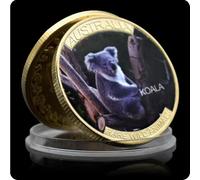 REZAJDUIE Commemorative Coin Australian Rare Wild Animals Plated Golden Coin Kangaroo/Cassowary/Koala/Wombat/Platypus Memorial Medal Crafts
