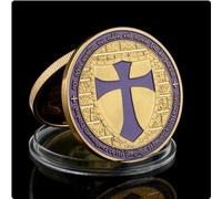 REZAJDUIE Commemorative Coin Red Knights Templar Crusaders Souvenir Coin Freemason Silver Plated Coin