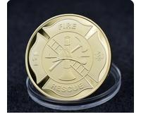 REZAJDUIE Commemorative Coin United States St. Florian Patron Saint Firefighters Gold Plated Collectible Coin