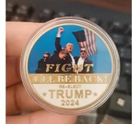 REZAJDUIE Commemorative Coin2024 Trump Fight Coin Election Gold Plated Coin Donald Trump Never Surrender Metal Souvenir Coin Badge