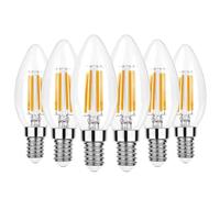 REZELADA C35 4W/6W E12 Candelabra LED Light Bulbs 40Watt/60Watt Equivalent Dimmable 2700K Warm White Chandelier Ceiling Fan Candle Light Bulb 6pcs(6W)