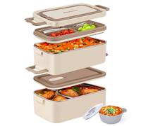 Rezicom Stainless Steel Lunch Box for Kids and Adult, Two Layer 2 L Capacity Leak-Proof Bento Box for Kids, Lunch Containers for Women School Office with Stainless Steel Soup Bowl Spoon and Fork