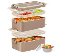 Rezicom Stainless Steel Lunch Box for Kids and Adult, Two Layer 2 L Capacity Leak-Proof Bento Box for Kids, Lunch Containers for Women School Office with Stainless Steel Soup Bowl Spoon and Fork