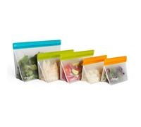 rezip 5-Piece Stand-Up Reusable BPA-Free Food Grade Storage Bag Pack n' Go Kit, Leakproof, Freezer Safe, Dishwasher Safe, Travel Friendly, (2) Snack (1-Cup/8-Ounce), (Multicolor)