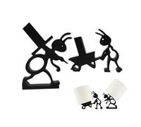 REZSOVEE 2-Pack Cute Ant Toilet Roll Holder, 3D Printed Free Standing Bathroom Decor, Fun Wheelbarrow Tissue Organizer for Loo, Unique Black Toilet Paper Stand
