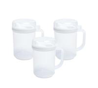 REZSOVEE 3 Pcs Easy Pour Mini Pitchers, 650ml Transparent Plastic Pitchers with Lids and Handles, Ideal for Holding Water, Milk, Juice, or Oil
